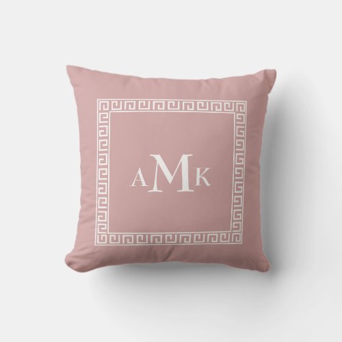 Pink Greek Key  Monogrammed Throw Pillow