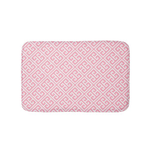 Pink Greek Key Pattern Bathroom Mat