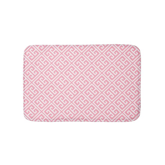 Pink Greek Key Pattern Bathroom Mat (Front)