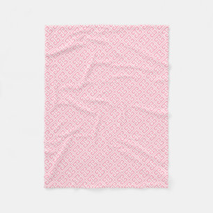 Pink Greek Key Pattern Fleece Blanket