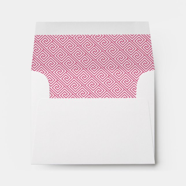 Pink Greek Key Pattern Lined Envelope (Back (Bottom))