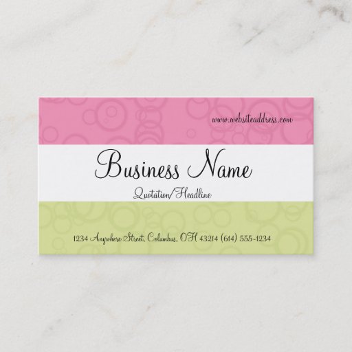 Customizable Pink &amp; Green 2 Circles Business Cards