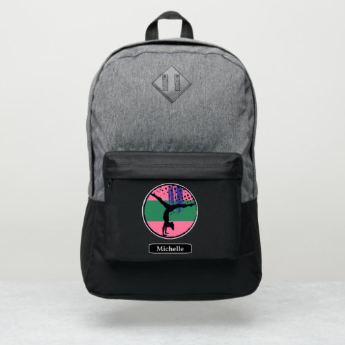 Pink Green Abstract Art Girl Gymnast Port Authority Backpack