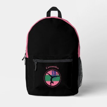 Pink Green Abstract Art Gymnast Printed Backpack by Westerngirl2 at Zazzle