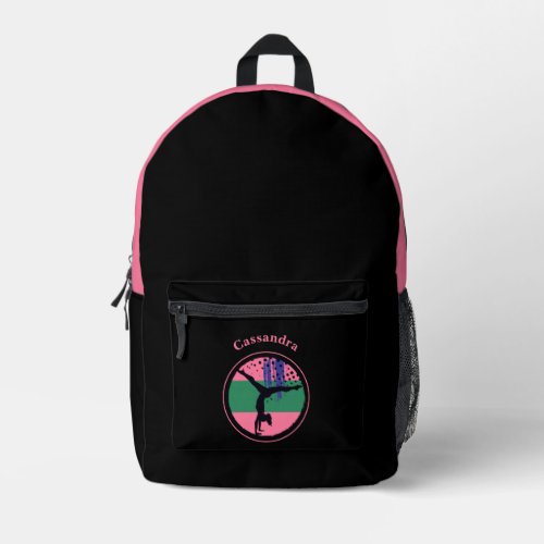 Pink Green Abstract Art Gymnast Printed Backpack