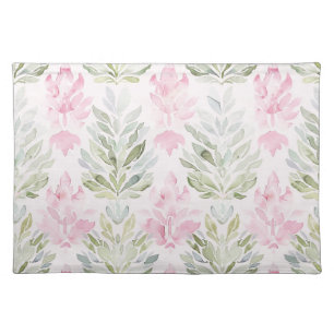 Pink Green Abstract Floral Cloth Placemat