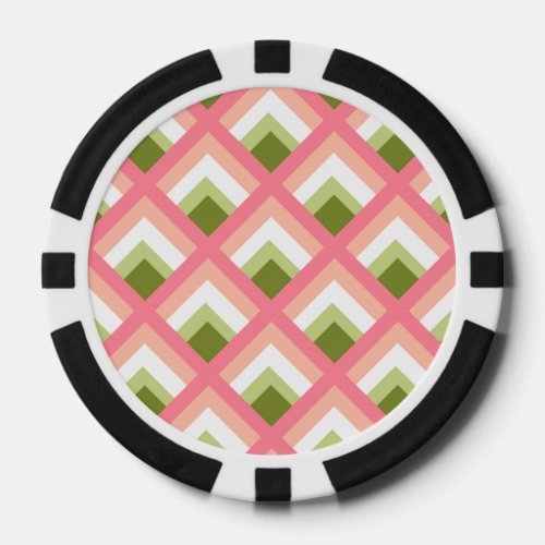 Pink Green Abstract Geometric Designs Color Poker Chips