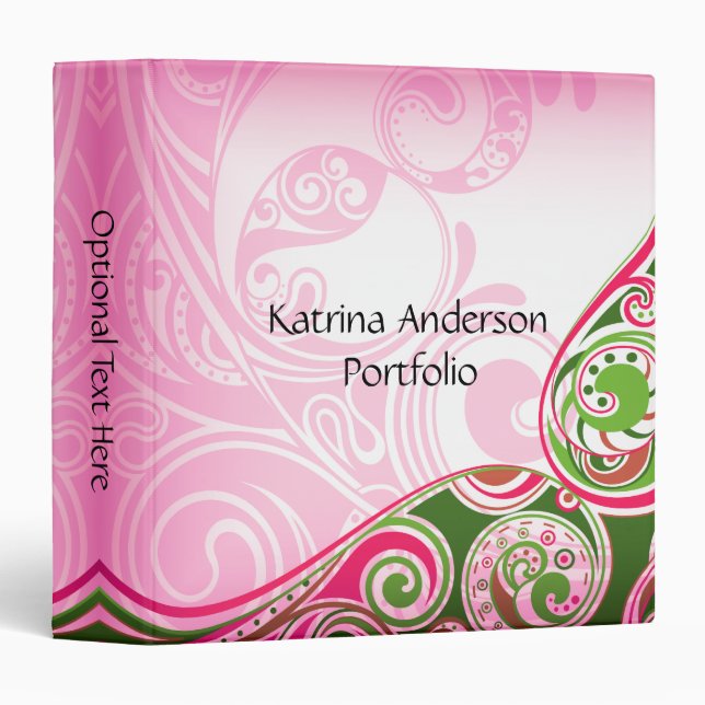Pink Green Abstract Swirls Avery Binder (Front/Spine)