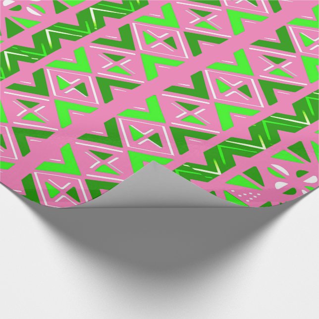 Pink & Green African Pattern Wrapping Paper (Corner)