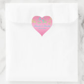 Pink, Green and Aqua Floral 1.5" Heart Sticker (Bag)
