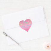 Pink, Green and Aqua Floral 1.5" Heart Sticker (Envelope)