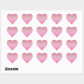 Pink, Green and Aqua Floral 1.5" Heart Sticker (Sheet)