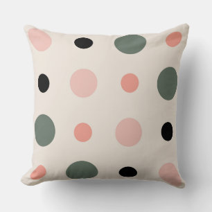 pink green and black dots throw pillow