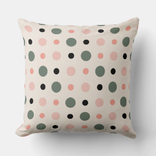 pink green and black dots throw pillow