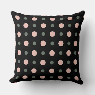 pink green and black dots throw pillow
