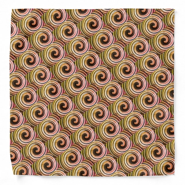 pink green and black swirls modern contempory bandana (Front)
