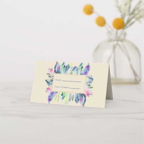 Pink Green and Blue Crystals Place Name  Place Card