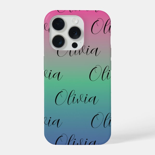 Pink, Green and  Blue Gradient Iphone Case (Back)
