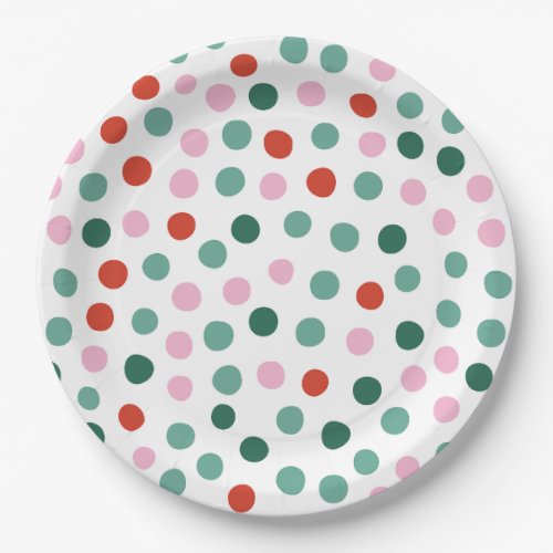 Pink Green and Red Modern Christmas Fun Paper Plates