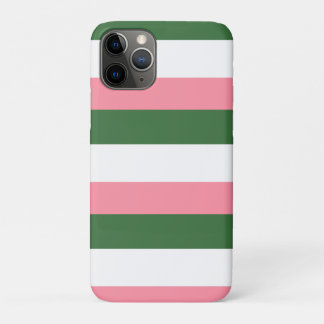 Pink, Green and White Stripes iPhone 11 Pro Case