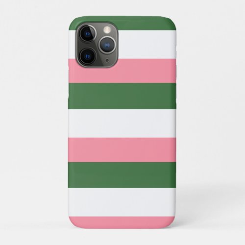Pink Green and White Stripes iPhone 11 Pro Case