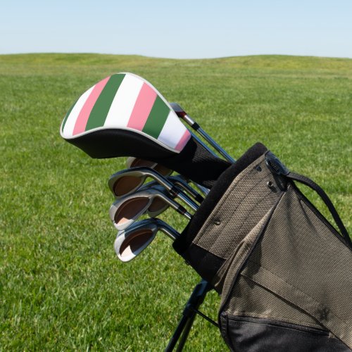 Pink Green and White Stripes  Golf Head Cover