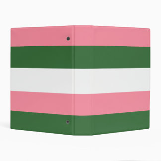 Pink, Green and White Stripes Mini Binder