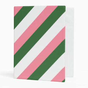 Pink, Green and White Stripes Mini Binder