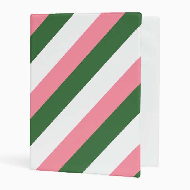 Pink, Green and White Stripes Mini Binder (Front/Inside)