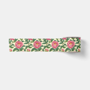 Pink, Green and Yellow Chinoiserie Floral Satin Ribbon