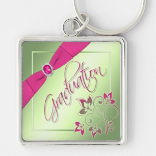 Pink, Green, and Yellow Graduation Keychain