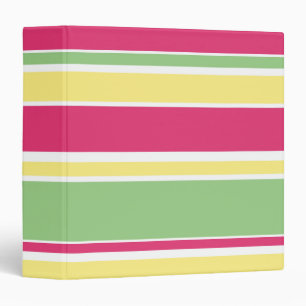 Pink, green and yellow stripes 3 ring binder