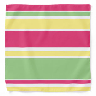Pink, green and yellow stripes bandana