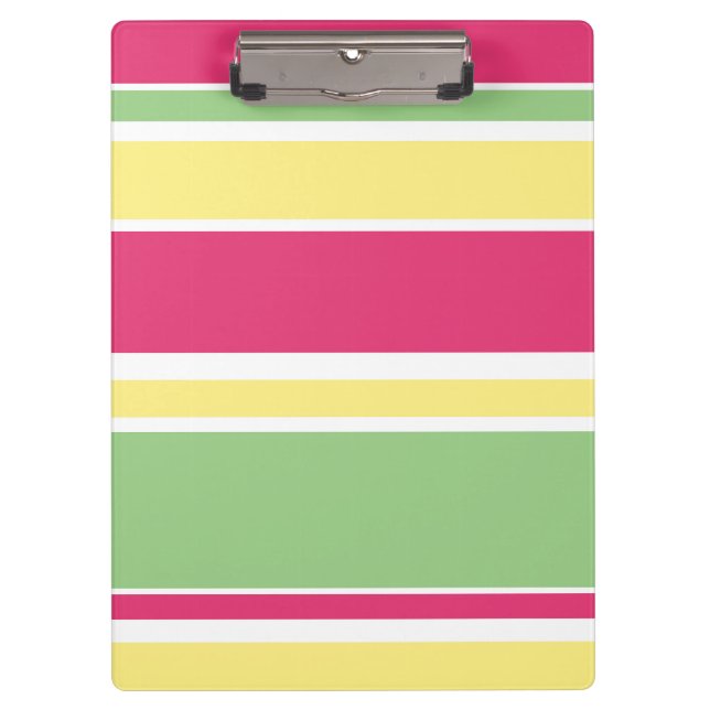 Pink, green and yellow stripes clipboard (Front)