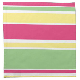 Pink, green and yellow stripes cloth napkin