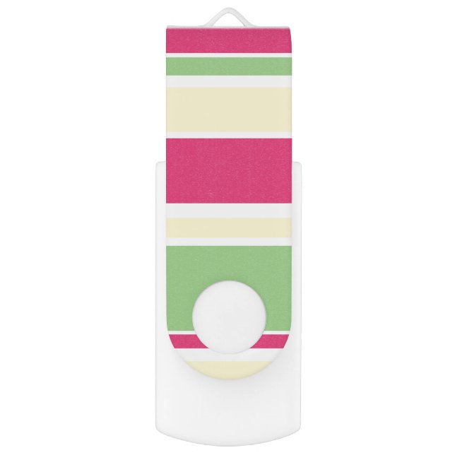 Pink, green and yellow stripes flash drive (Front Vertical)