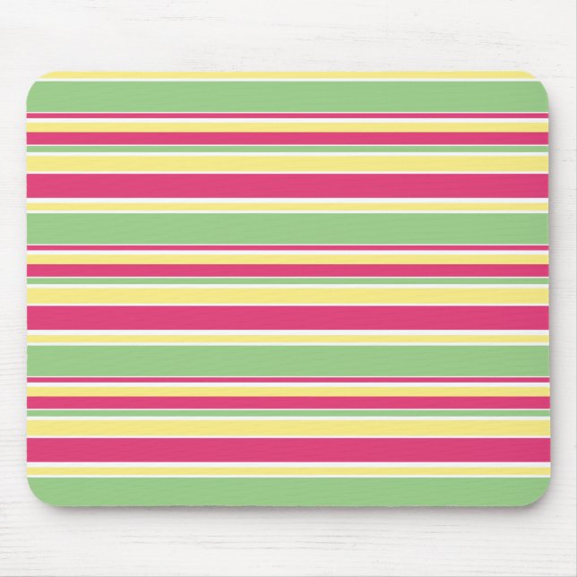 Pink, green and yellow stripes mouse pad (Front)