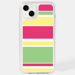 Pink, green and yellow stripes OtterBox iPhone 14 plus case