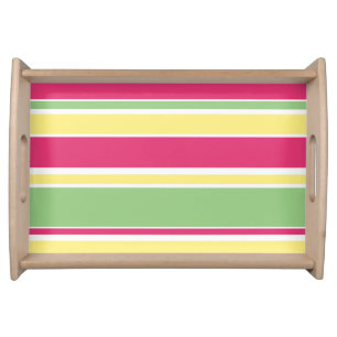 Pink, green and yellow stripes serving tray