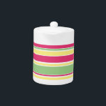 Pink, green and yellow stripes teapot<br><div class="desc">Pink,  green and yellow stripes</div>