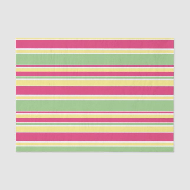Pink, green and yellow stripes tissue paper (Front)