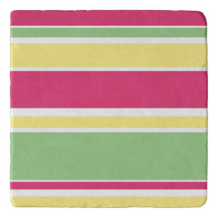 Pink, green and yellow stripes trivet