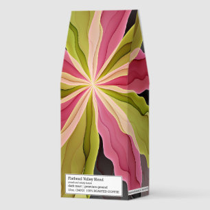 Pink Green Anthracite Fantasy Flower Fractal Art Roasted Coffee