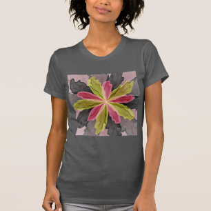 Pink Green Anthracite Fantasy Flower Fractal Art T-Shirt
