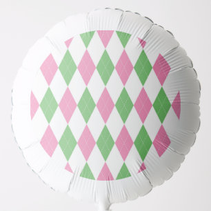 Pink Green Argyle Celebration Balloon