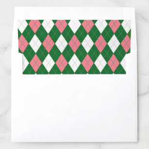Pink & Green Argyle Diamond Pattern Envelope Liner