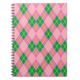 Pink & Green Argyle Notebook