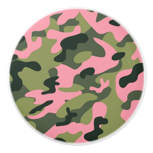 Pink Green Army Camouflage Camo Bedroom Dresser Ceramic Knob