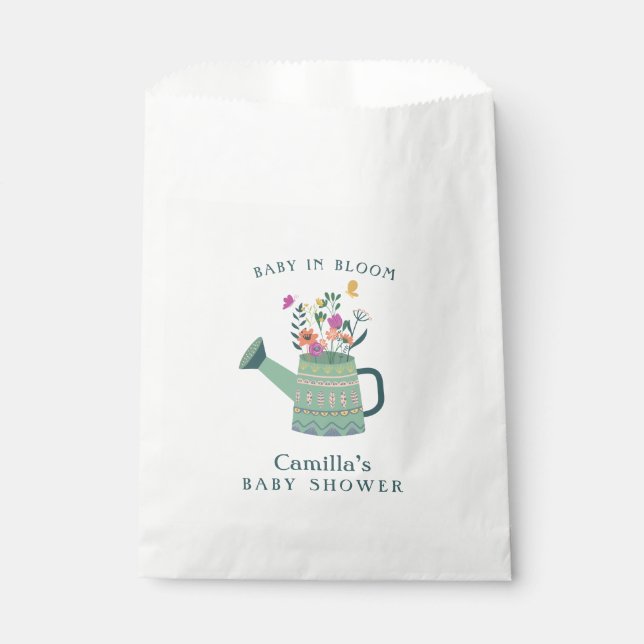 Pink Green Baby in Bloom Baby Shower Favor Bag (Front)