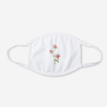 Pink Green Beautiful Rustic Clover Flowers White Cotton Face Mask by TheSillyHippy at Zazzle